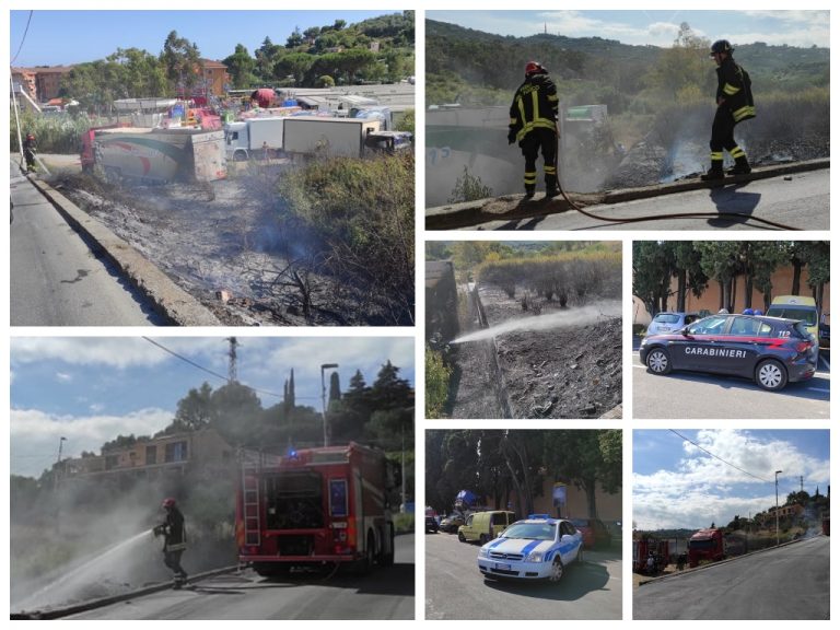 Diano Marina Incendio Di Sterpaglie In Via Villebone Danneggiato Un