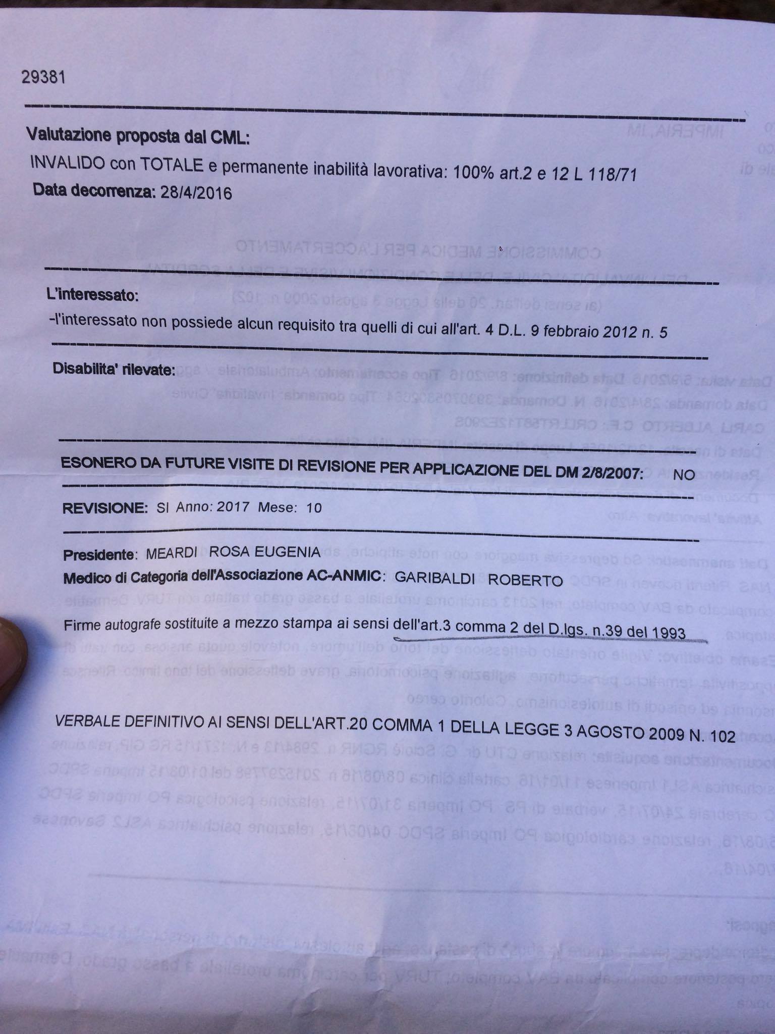 Imperia Dipendente Comunale Denuncia Ai Carabinieri Sindaco E Funzionari Per L Inps Sono Invalido Al 100 E Inabile Al Lavoro Ma Il Comune Il Caso